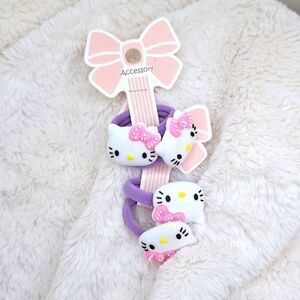 Hello kitty little girl pastel purple hair bands for kids set